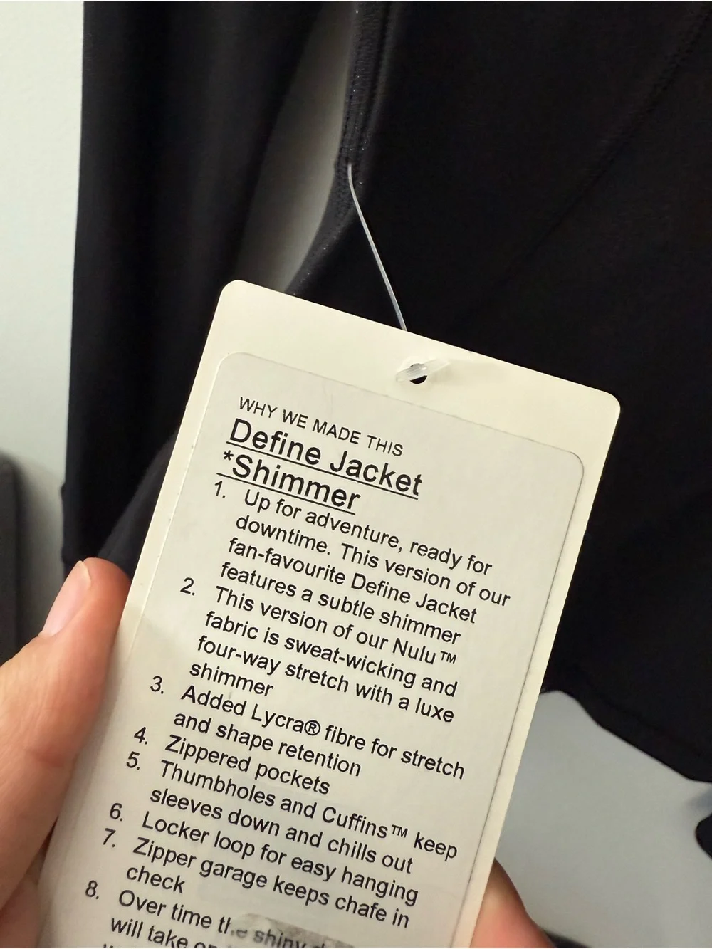 lululemon define shimmer jacket in black